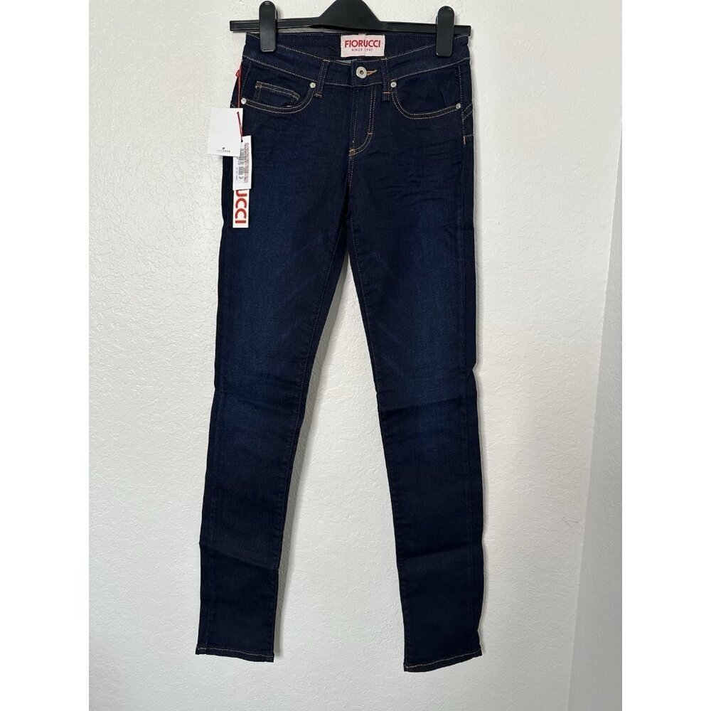 NWT Fiorucci Naomi Campbell skinny jeans push‎ up Blue Stretch Pants Size 24/38